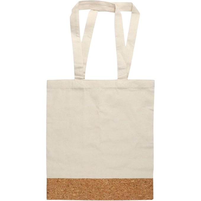 Pack of 2 Minimalistic Cotton Canvas Tote Bag with Cork Base