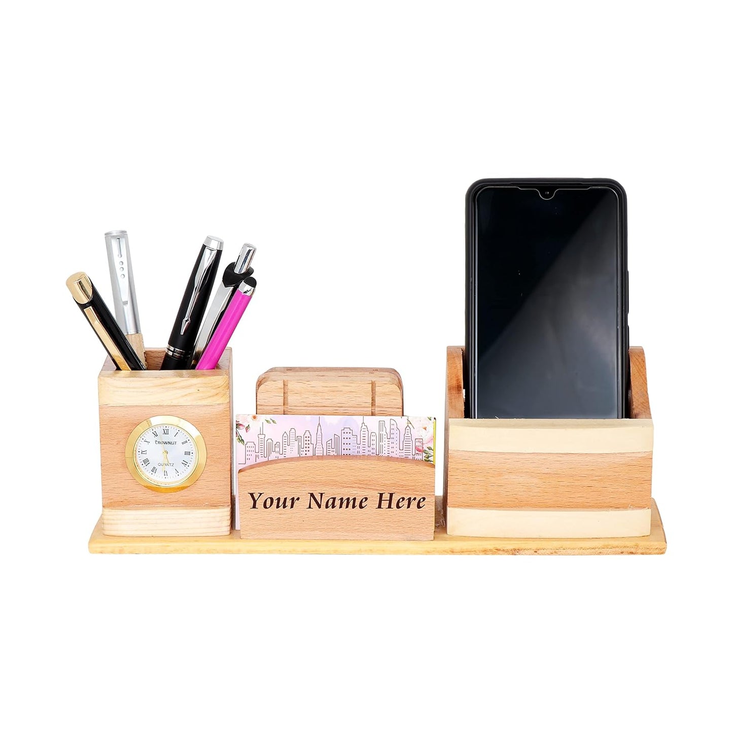 All in ONE Wooden Desk Organizer