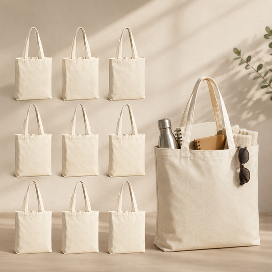 Pack of 10 White Cotton Tote Bag (L)