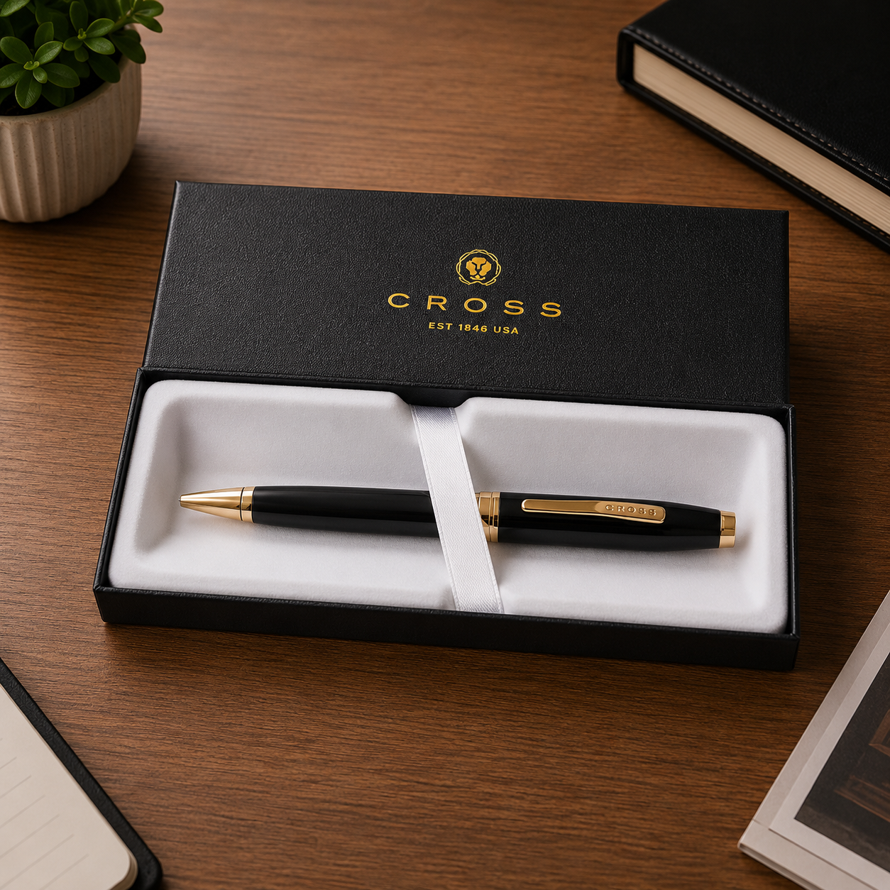 Cross Coventry AT0662-11 Ballpoint Pen – Black Lacquer with Gold Tone Accents