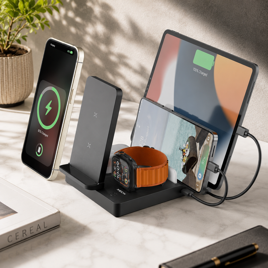Powerbase Ultra Black 5-in-1 Charging Station