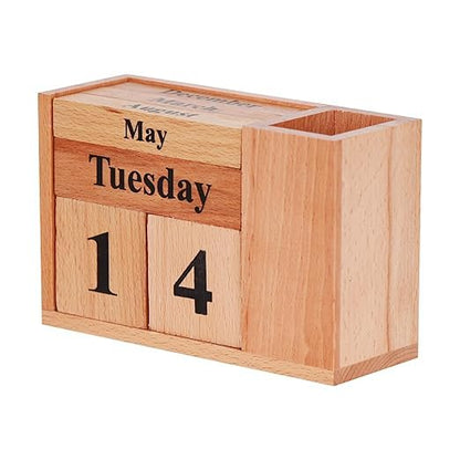Personalized Wooden Desk Calendar With Pen Holder