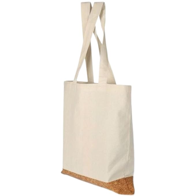 Pack of 2 Minimalistic Cotton Canvas Tote Bag with Cork Base