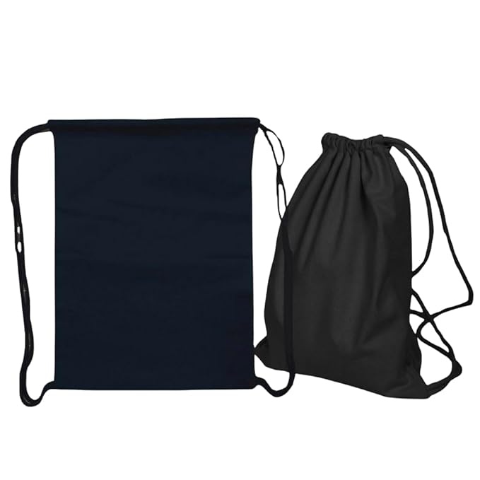 Pack of 2 Black Minimalistic Drawstring Cotton Carry Bags