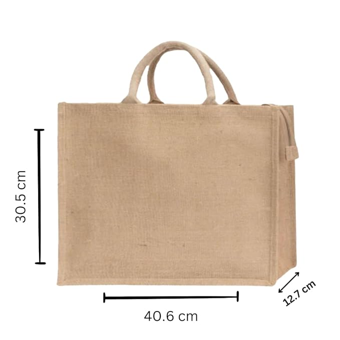 Pack of 2 Jute Shopping Bags with Zipper (M)