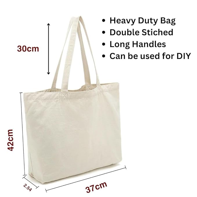 Pack of 2 White Cotton Tote Bag (L)