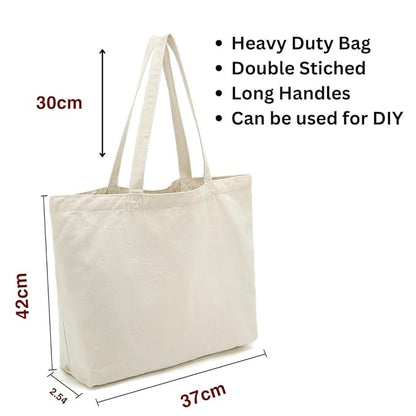 Pack of 2 White Cotton Tote Bag (L)