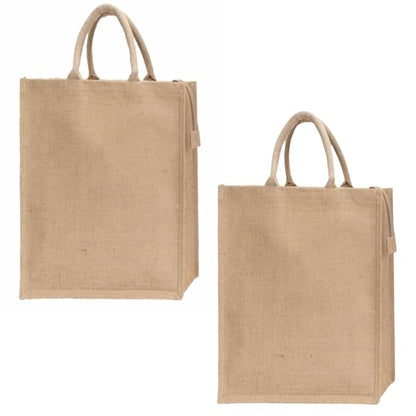 Pack of 2 Jute Shopping Bags with Zipper (L)