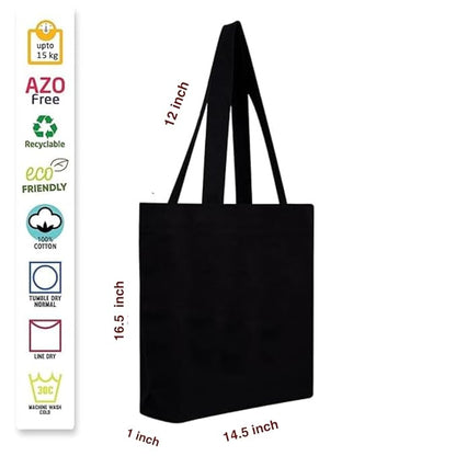 Pack of 10 Black Cotton Tote Bag (L)