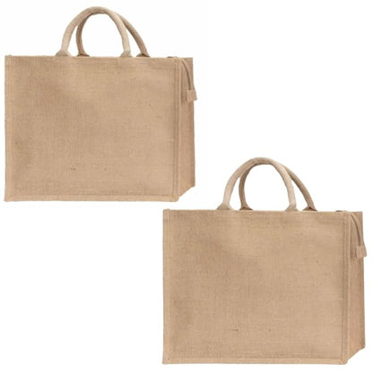 Pack of 2 Jute Shopping Bags with Zipper (M)