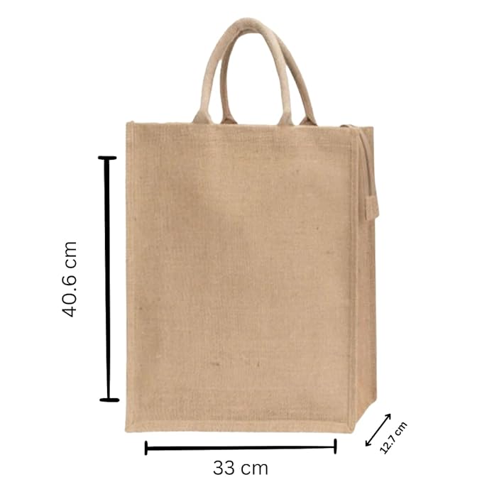 Pack of 2 Jute Shopping Bags with Zipper (L)