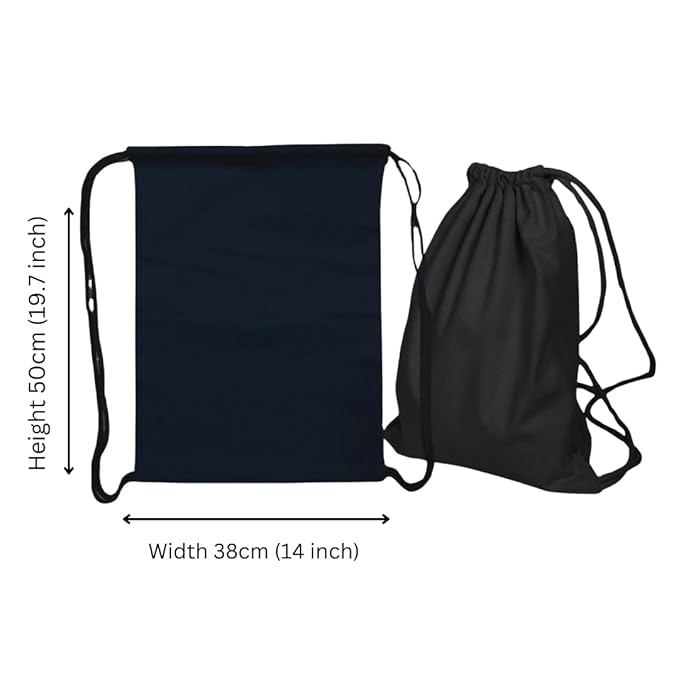 Pack of 2 Black Minimalistic Drawstring Cotton Carry Bags