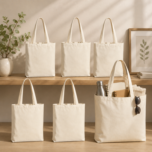 Pack of 6 White Cotton Tote Bag (L)