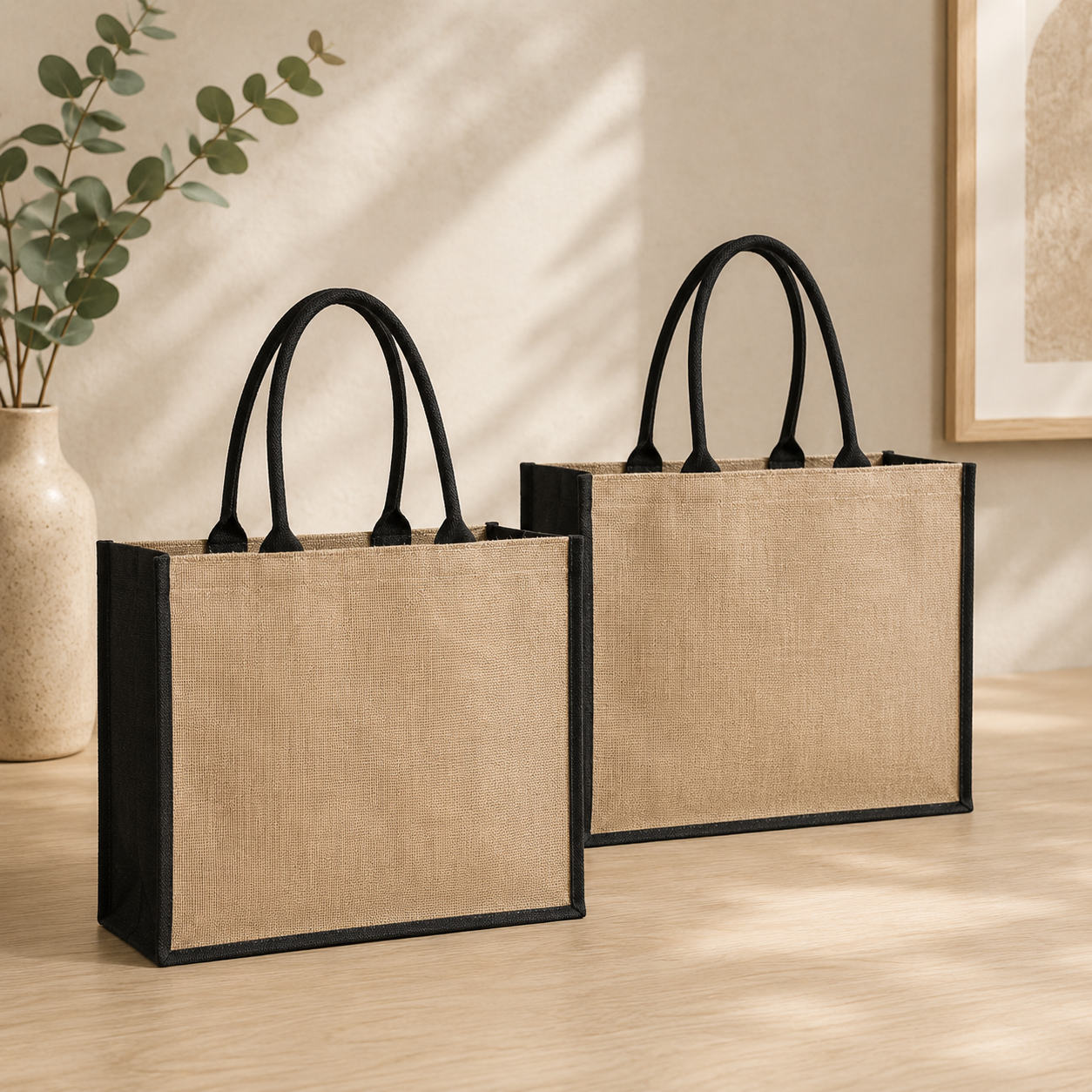 Pack of 2 Heavy Duty Jute Shopping Bag (L)