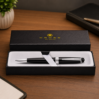 Cross Bailey AT0742-1 Ballpoint Pen – Black Lacquer with Chrome Accents