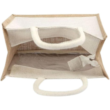 Pack of 2 Jute Minimalistic Large Size Bag with Zip Locking