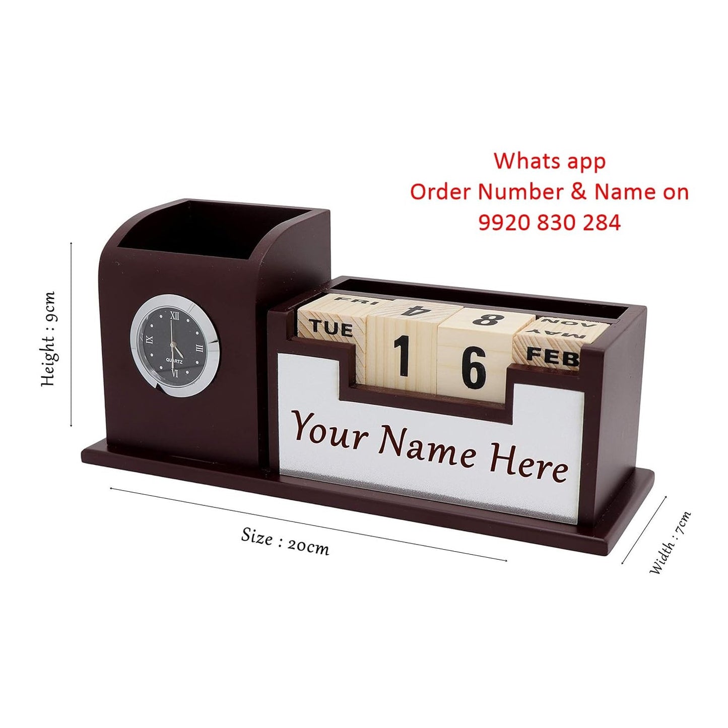 Wood Personalized Pen Stand with Name