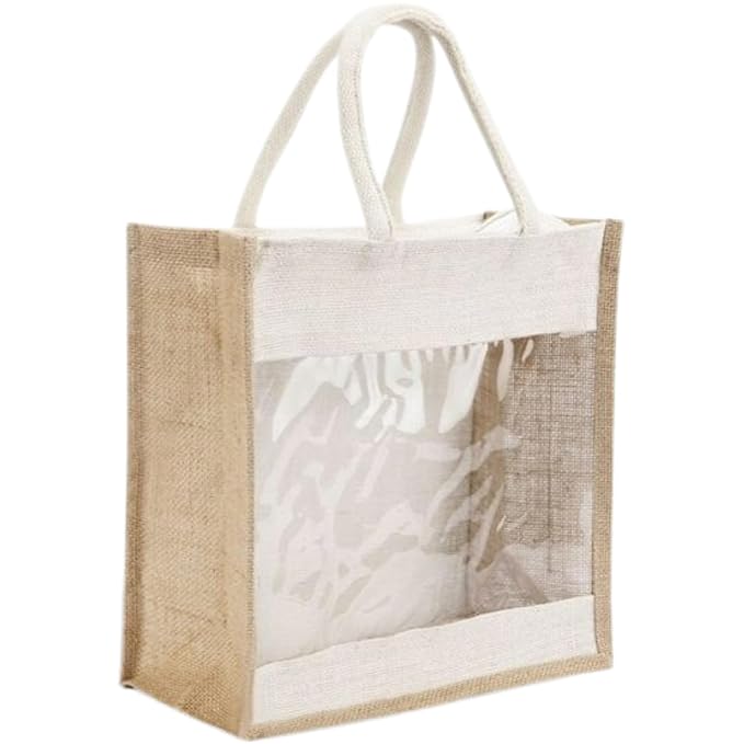 Pack of 2 Jute Minimalistic Large Size Bag with Zip Locking