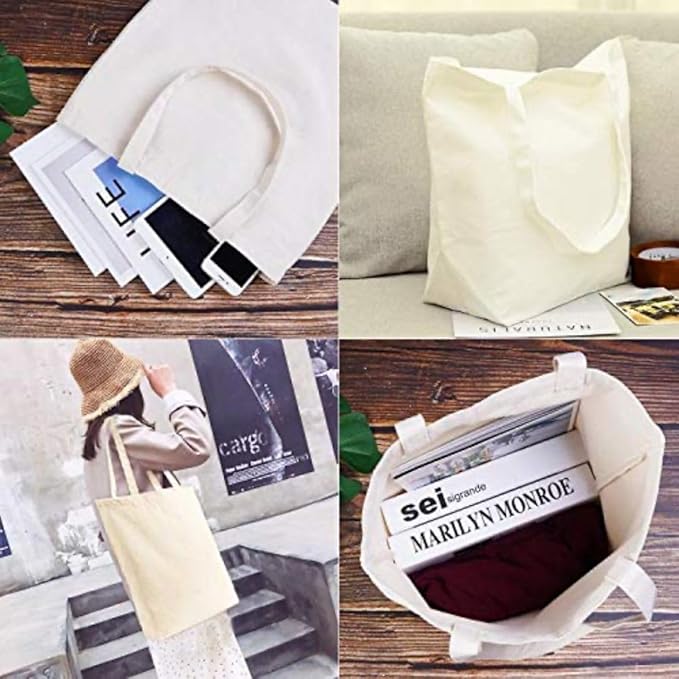 Pack of 2 White Cotton Tote Bag (L)