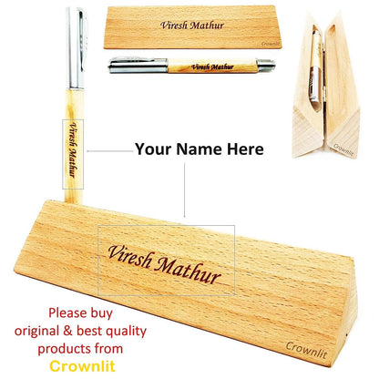 Personalized Desk Name Plate with Wooden Pen and Pen Stand