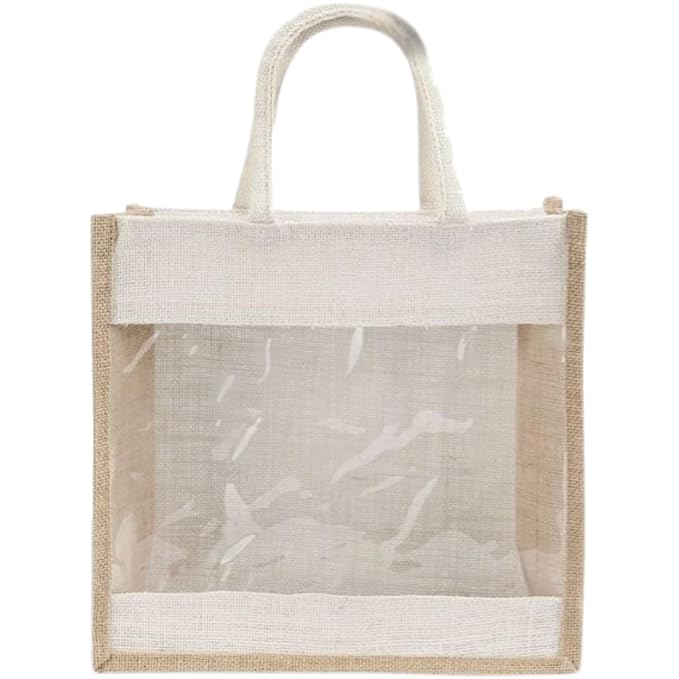 Pack of 2 Jute Minimalistic Large Size Bag with Zip Locking