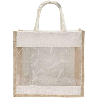 Pack of 2 Jute Minimalistic Large Size Bag with Zip Locking