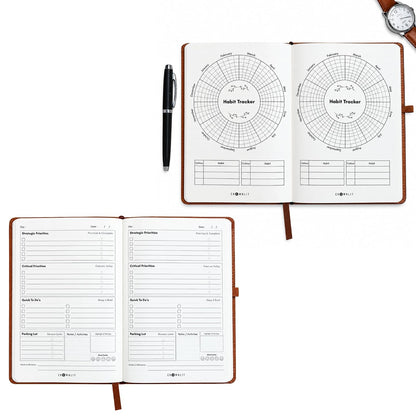 Crownlit Daily Productivity Planner Journal, A5 Brown