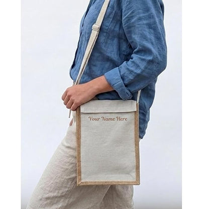 Jute Minimalistic Simple Sling Bag - Customizable