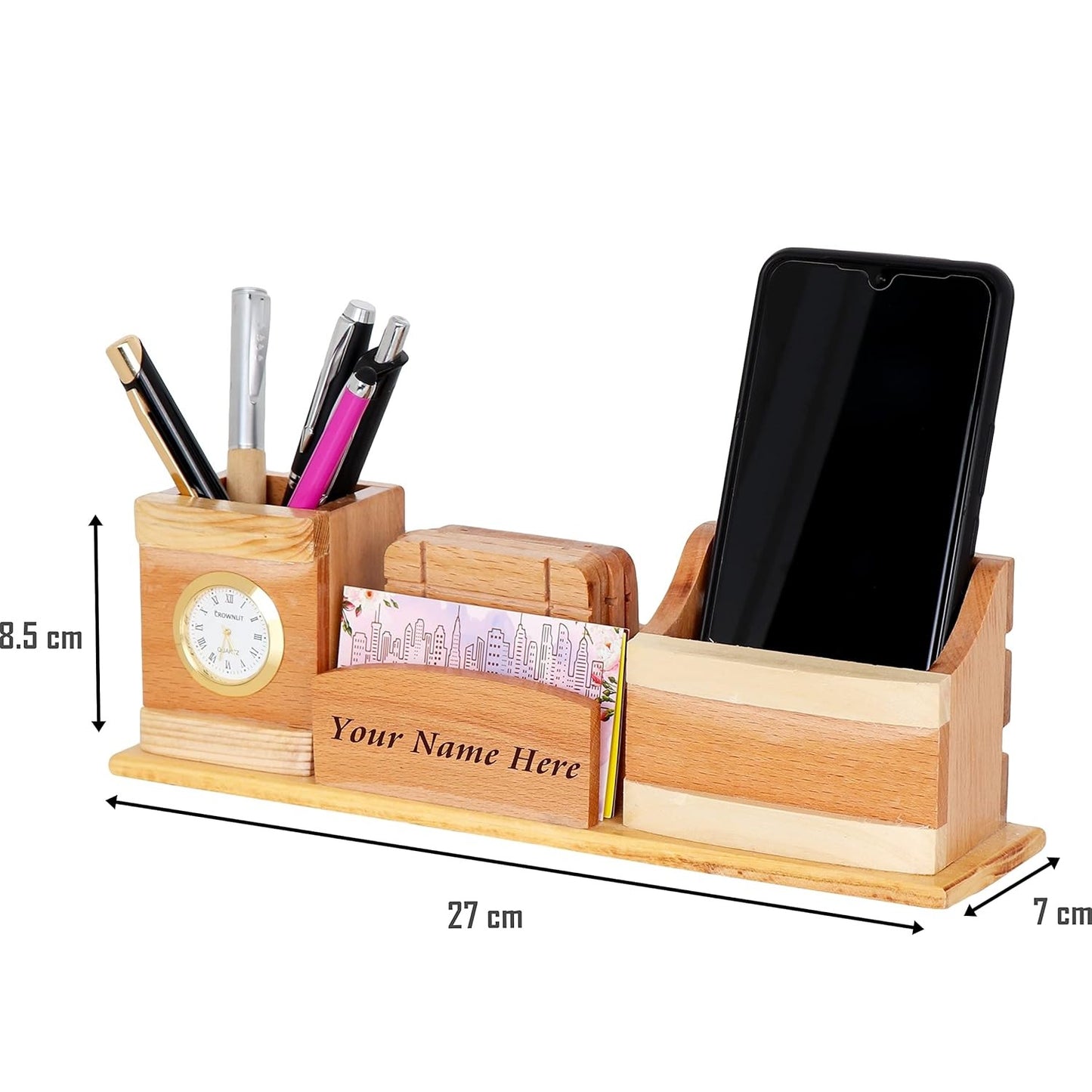 All in ONE Wooden Desk Organizer