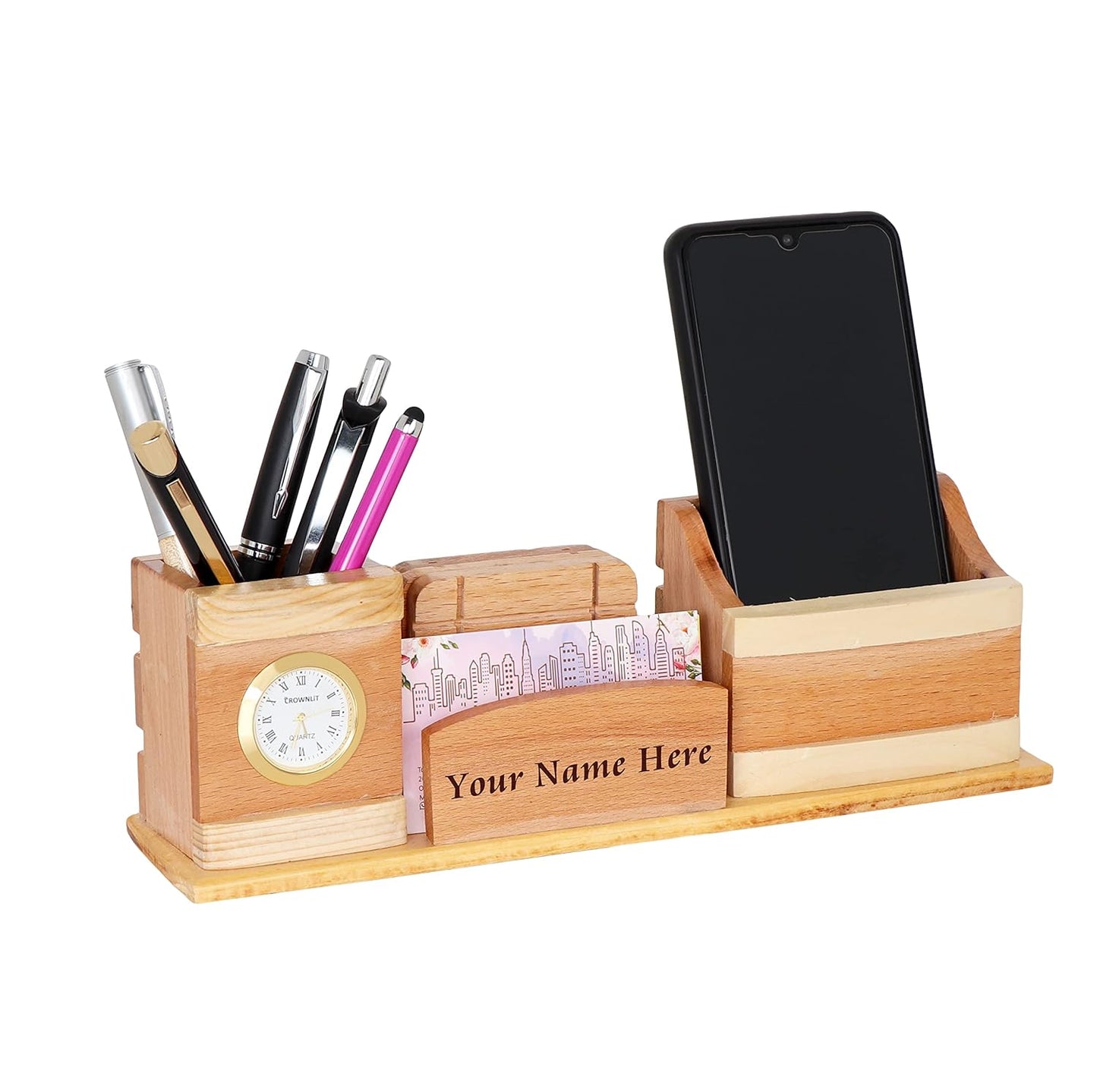 All in ONE Wooden Desk Organizer