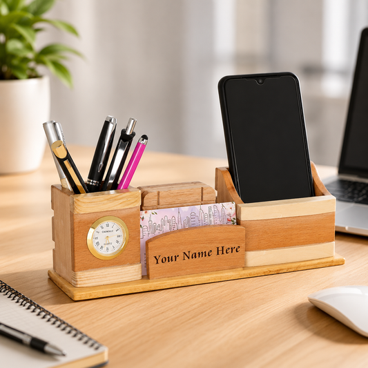 All in ONE Wooden Desk Organizer
