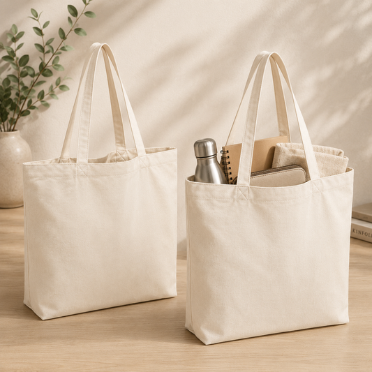 Pack of 2 White Cotton Tote Bag (L)