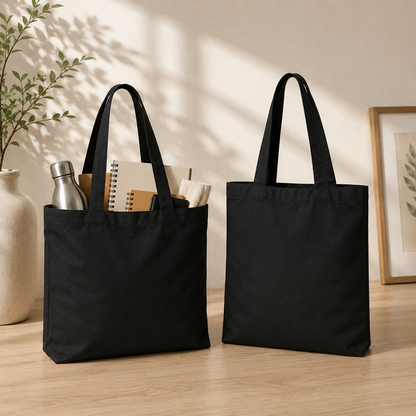 Pack of 2 Black Cotton Tote Bag (L)