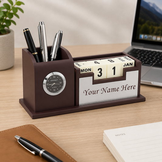 Wood Personalized Pen Stand with Name